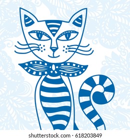 Cute cartoon cat. Vector illustration.
