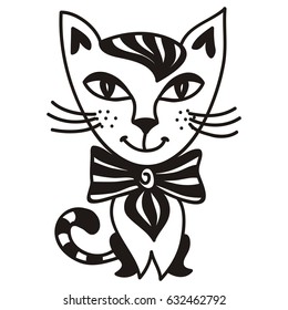 Cute cartoon cat. Vector illustration.