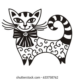 Cute cartoon cat. Vector illustration.