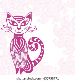 Cute cartoon cat. Vector illustration.