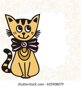 Cute cartoon cat. Vector illustration.