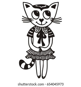 Cute cartoon cat. Vector illustration.