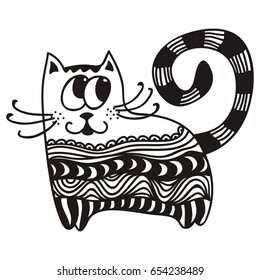Cute cartoon cat. Vector illustration.