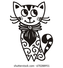 Cute cartoon cat. Vector illustration.
