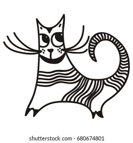 Cute cartoon cat. Vector illustration.