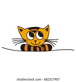 Cute cartoon cat. Vector illustration.