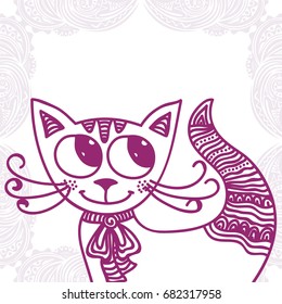 Cute cartoon cat. Vector illustration.