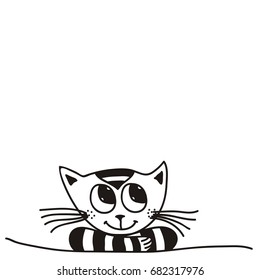 Cute cartoon cat. Vector illustration.