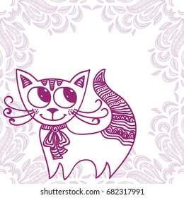 Cute cartoon cat. Vector illustration.