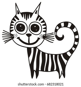 Cute cartoon cat. Vector illustration.