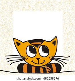 Cute cartoon cat. Vector illustration.
