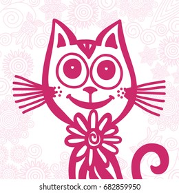 Cute cartoon cat. Vector illustration.