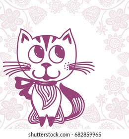 Cute cartoon cat. Vector illustration.