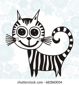 Cute cartoon cat. Vector illustration.