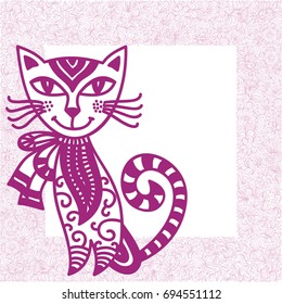 Cute cartoon cat. Vector illustration.