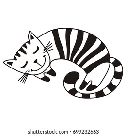 Cute cartoon cat. Vector illustration.