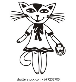 Cute cartoon cat. Vector illustration.