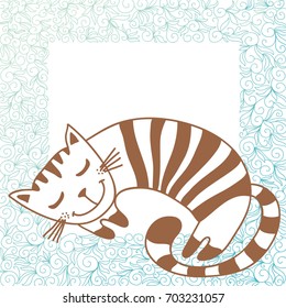 Cute cartoon cat. Vector illustration.