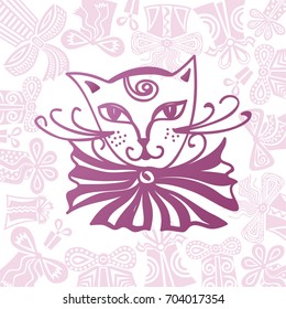 Cute cartoon cat. Vector illustration.