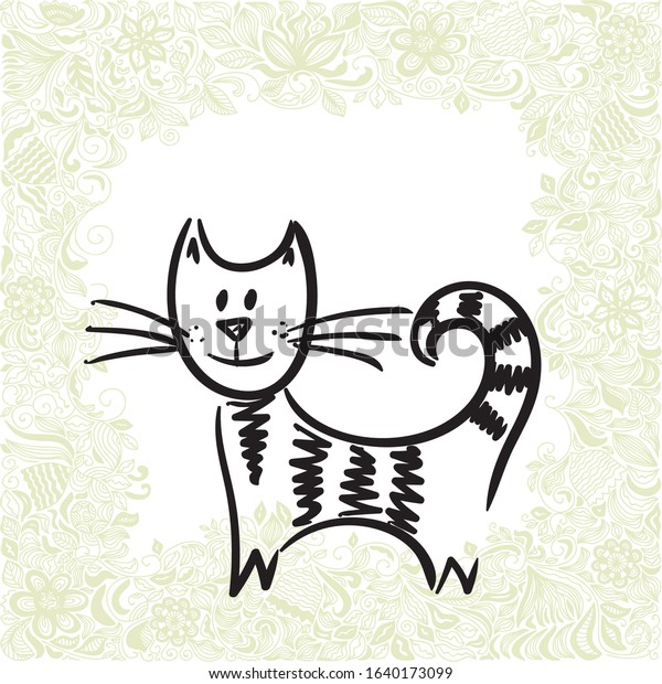 Cute Cartoon Cat Vector Illustration Stock Vector Royalty Free Shutterstock