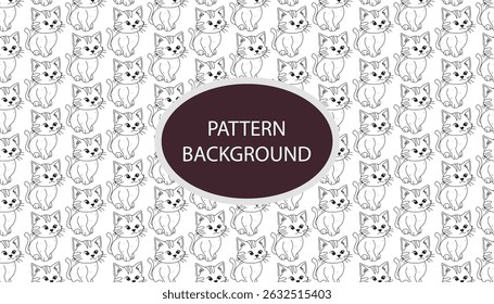 Cute Cartoon Cat Vector pattern Background
