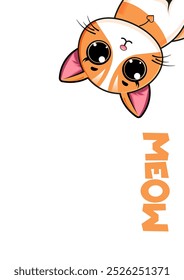 Nettes Cartoon-Katzenvektorposter auf weißem Hintergrund. Vektorgrafik.