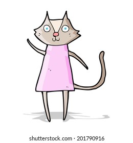 lindo gato de dibujos animados ondeando