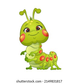 Cute cartoon caterpillar. Cute bug vector illustration.