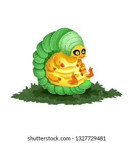 Cute cartoon caterpillar colorful illustration. Dorky and funny image