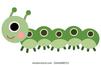 Cute Cartoon Caterpillar Flat Illustration
