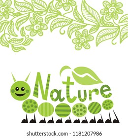 Cute cartoon caterpillar. Nature. Vector illustration