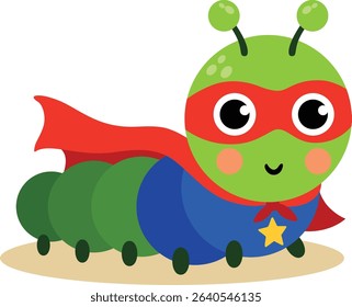 Cute Cartoon Caterpillar Superhero Ready for Adventure