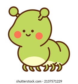 Cute cartoon caterpillar vector character isolated on a white background.