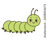 Cute cartoon caterpillar vector illustration isolated on white background	