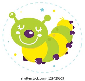 Cute cartoon caterpillar vector isolated on white
