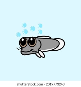 cute cartoon catfish animal vector illustration for children's book or mascot logo