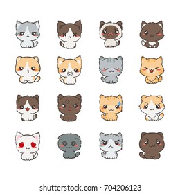 Cute Cartoon Cats Dogs Different Emotions Stock Illustration 761644459