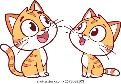 Cute cartoon cats with expressive faces, likely orange tabby colors