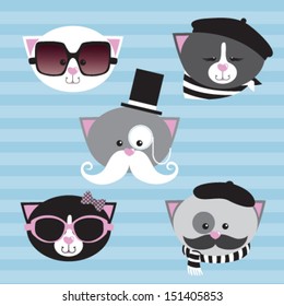 Cute cartoon cats with a french theme 