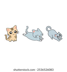 Cute Cartoon Cats with Funny Expressions – Digital Art