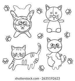 Cute cartoon cats in a playful design