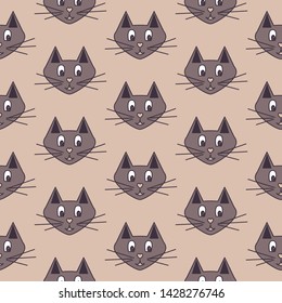 Cute cartoon cats. Seamless vector illustration