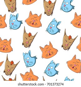 cute cartoon cats seamless vector design