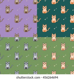 Cute cartoon cats set