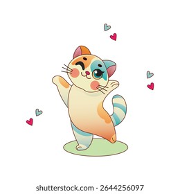 Cute cartoon cats in various poses.