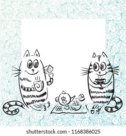 Cute cartoon cats. Vector illustration