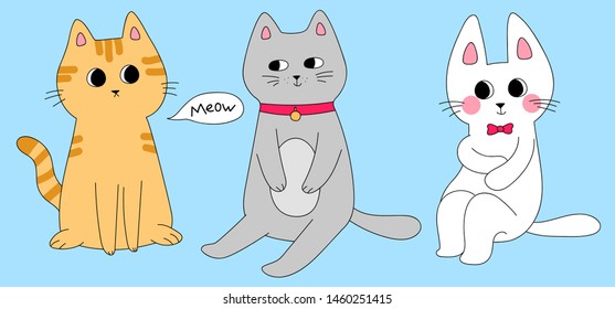 Cute cartoon cats. Vector illustration