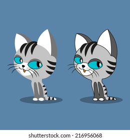 Cute cartoon cats. Vector illustration.