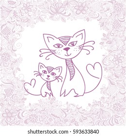 Cute cartoon cats. Vector illustration.