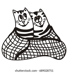Cute cartoon cats. Vector illustration.